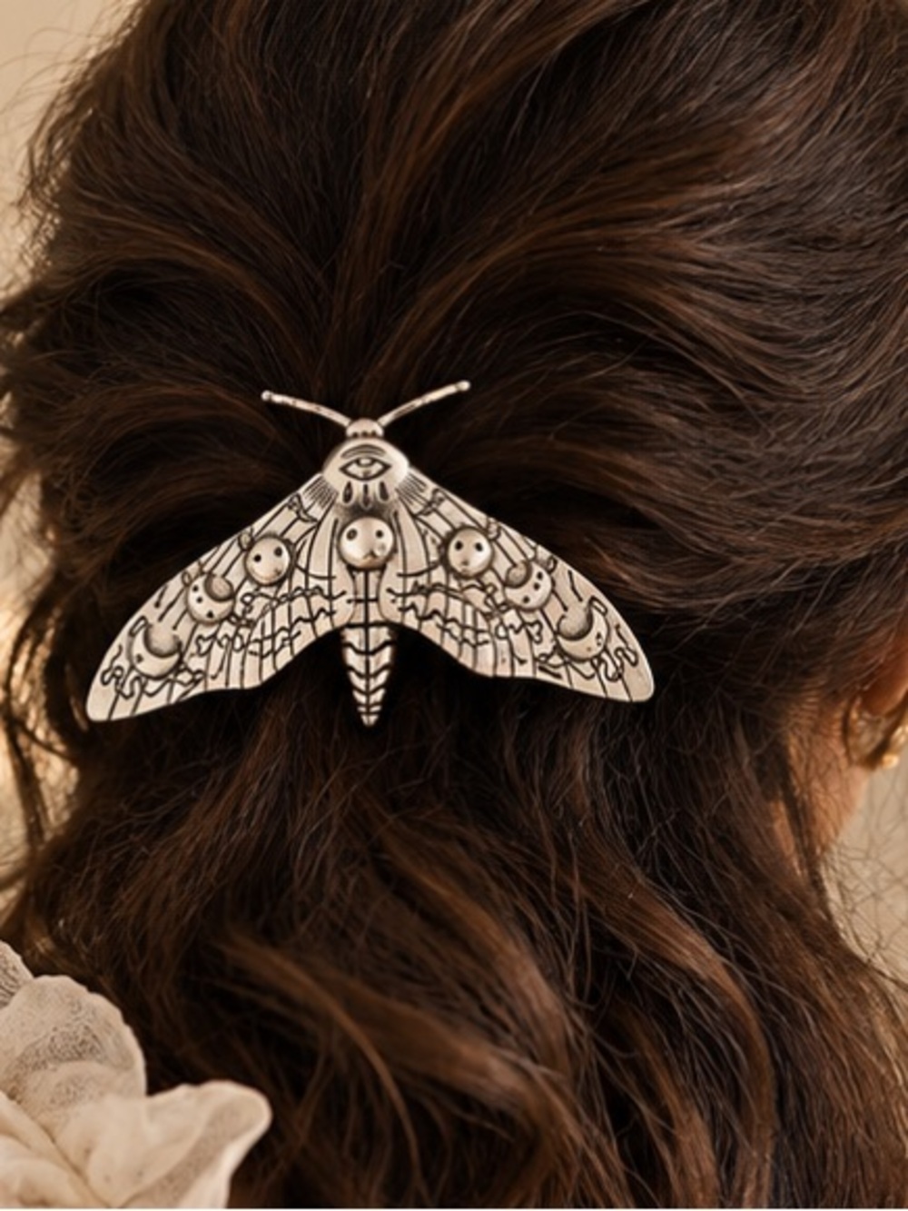 Silver Moth Hair Clip Celestial Wing Hair Barrette Vintage Hair Accessory